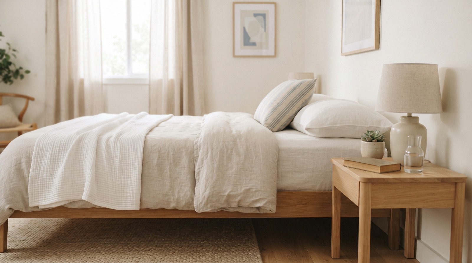 A side sleeper with head level and spine straight on a well-fitted pillow